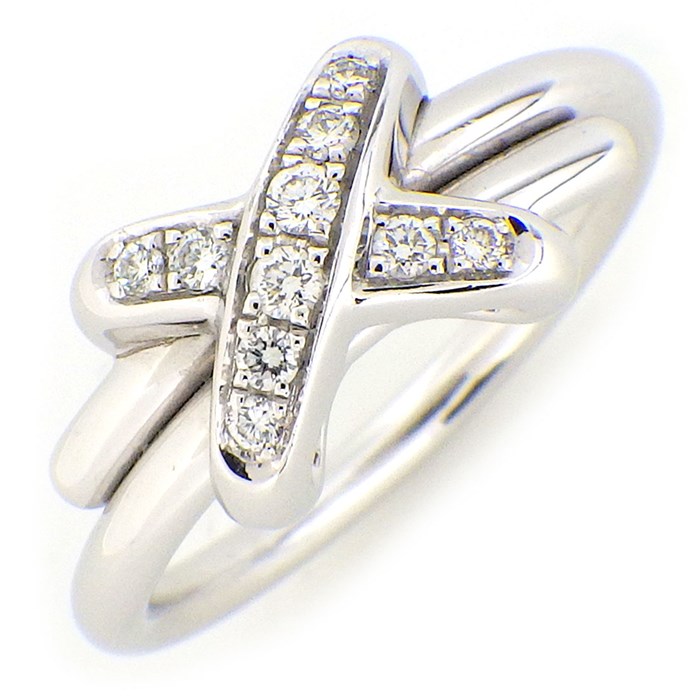 ショーメ Chaumet リング ジュ ドゥ リアン クロス X パヴェ 10ポイント ダイヤモンド 0.12ct K18WG 11号 / #51 【箱・保付き】 【中古】のサムネイル