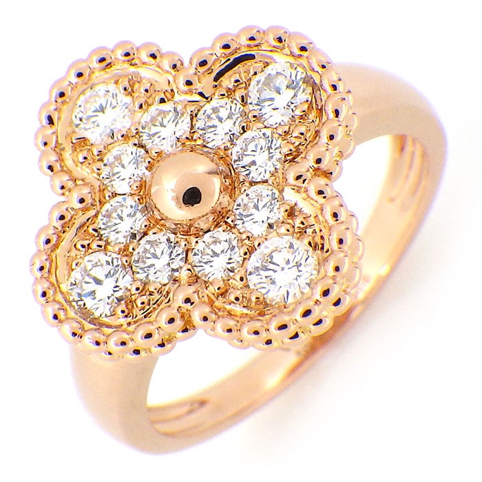 ヴァンクリーフ＆アーペル Van Cleef & Arpels リング ヴィンテージ アルハンブラ VCARP2R400 12ポイント ダイヤモンド 0.48ct K18PG 9.5号 / #50 【中古】のサムネイル