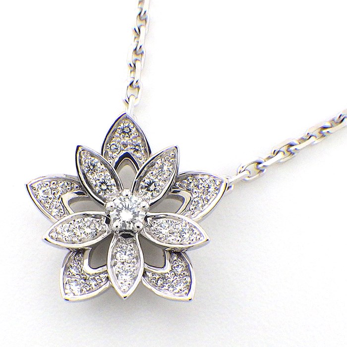 ヴァンクリーフ＆アーペル Van Cleef & Arpels ネックレス ロータス ミニモデル VCARP0ZW00 26ポイント パヴェ ダイヤモンド 0.16ct K18WG 【箱・保付き】 【中古】のサムネイル