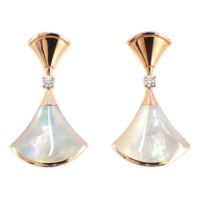 ブルガリ BVLGARI ピアス ディーヴァ ドリーム 350740 スウィング ホワイト シェル 2ポイント ダイヤモンド 0.07ct K18PG 【中古】のサムネイル