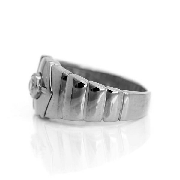 18金 ダイヤモンド メンズリング k18WG ホワイトゴールド ユニセックス 指輪