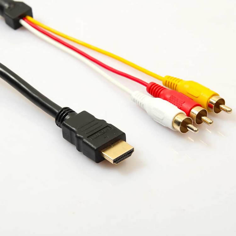 HDMI A/M TO RCA3 変換ケーブル 金メッキ コンポーネントケーブル テレビ ビデオ端...