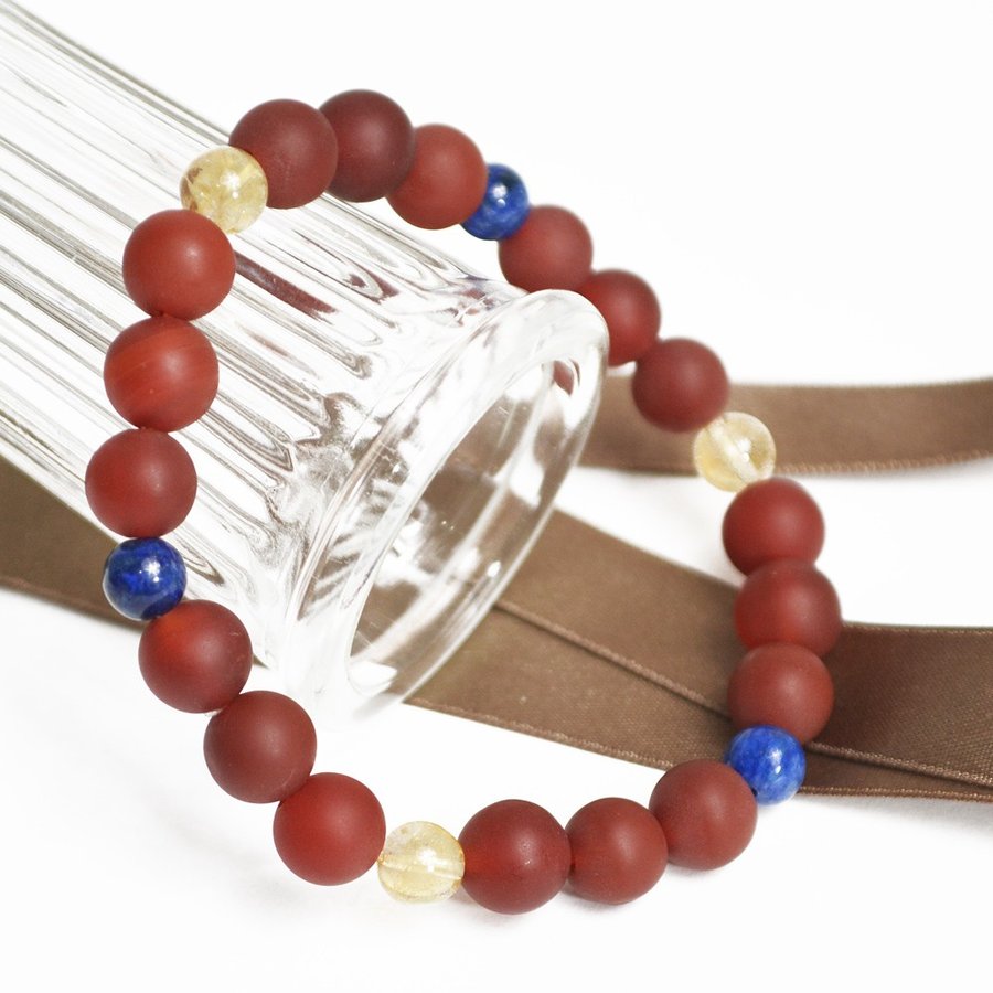 【本日ポイントUP】【受取楽々メール便配送 ギフト対応でお届け】六芒星 赤瑪瑙 天然石 開運 パワーストーン 石 瑠璃 めのう ラピスラズリ ブレスレット br...