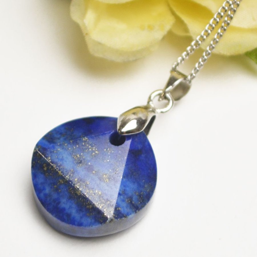 【本日ポイントUP】ラピスラズリ 裏表六芒星 ヘキサゴン ペンダント 40cmチェーン付