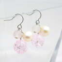 【31日迄★夏休みSALE全品15%オフ】金属アレルギー対応 チタン ピアス フック 誕生石 誕生日 天然石 アクセサリー ケース付 保証書付 プレゼント対応 4月 水晶 ピンク クオーツ quartz パール 真珠