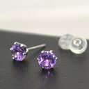 【★P5倍★】プラチナ アメジスト ピアス Pt900 2月 誕生石 シンプル 5 mm ミリ 紫色 宝石 天然石 amethyst ケース付 プレゼント 保証書付 日本製 誕生日