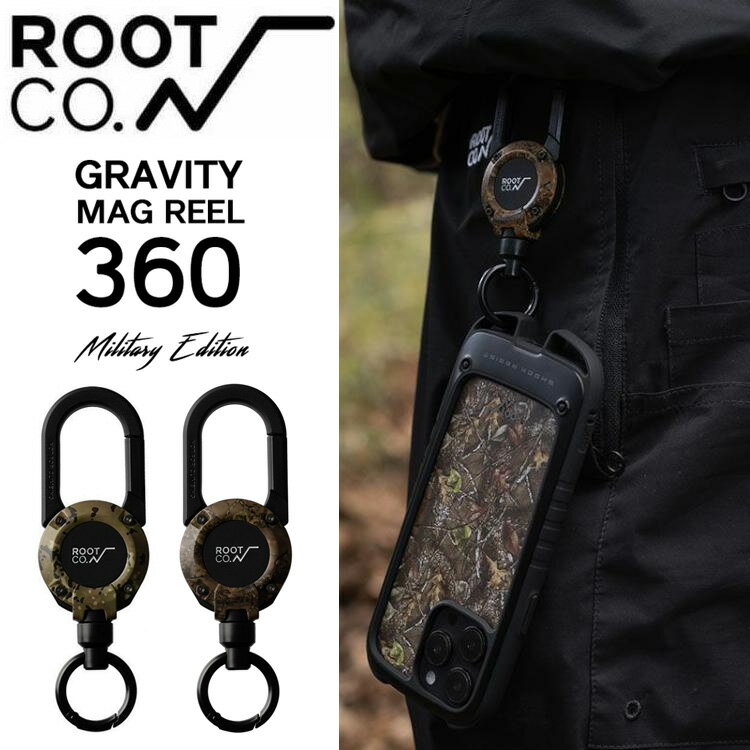 ROOT CO. GRAVITY MAG REEL 360 (MILITARY EDITION)カラビナ スマホ iPhone 小物入れ アウトドア キャ..