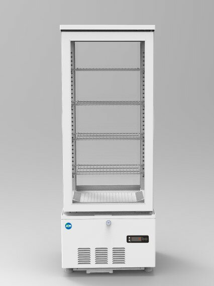JCM 4面ガラス冷蔵ショーケース（両面扉） 103L JCMS-103W 業務用 冷蔵 保冷庫 ショーケース LED 【代引不可】