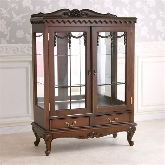 【メーカー直送】2ドア キャビネットBR k-glcab-004-br【B-TRADING ビートレーディング キャビネット アンティーク インテリア 家具 収納 収納家具 整理 整理整頓】