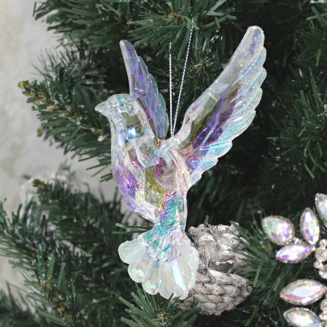 クリアイリッドバードオーナメント 10488【ハルモニア お洒落 おしゃれ クリスマス装飾 クリスマス飾り クリスマスデコレーション アンティーク バレンタイン ホワイトデー 母の日 父の日 敬老の日 クリスマス xmas】