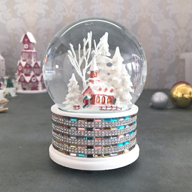 ジュエルスノードームオルゴール チャーチ 010663【ハルモニア スノードーム オルゴール お洒落 おしゃれ クリスマス装飾 クリスマス飾り クリスマスデコレ...
