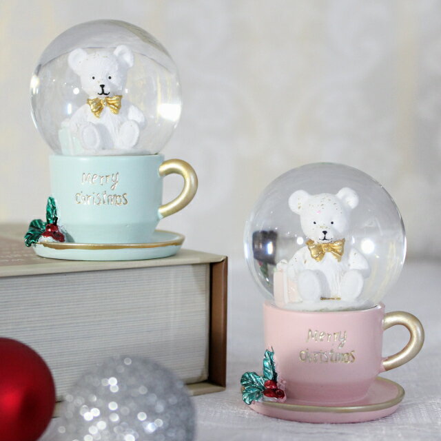 ミニスノードームティーカップベアー 11213【ハルモニア スノードーム お洒落 おしゃれ クリスマス装飾 クリスマス飾り クリスマスデコレーション アンティーク バレンタイン ホワイトデー 母の日 父の日 敬老の日 クリスマス xmas】