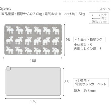 ホットカーペット カバー 厚手 ふかふか極厚ホットカーペットセット・ふかふか極厚ラグ 〔ミューク〕セット1畳 防ダニ 床暖房対応 ホットカーペット対応 マット フランネル 電気カーペット あったか ふんわり 北欧 ラグ 極厚 撥水 はっ水