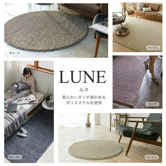 国産多機能リビングラグシリーズ ラグ ルネ lune 90×190 130×190 190×190 190×240 90×90 150×150 スミノエ【ラグ ラグマット 絨毯 カーペット インテリア】 [2]