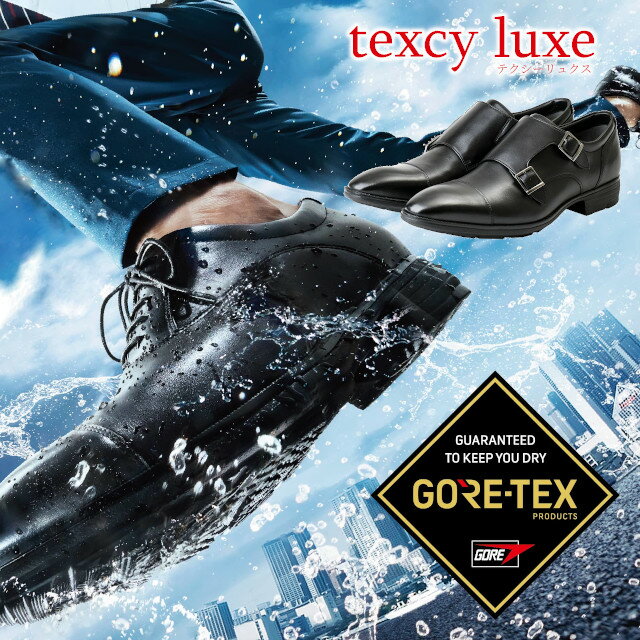 【TEXCY LUXE】GORE-TEX 雨にもムレにも負けない モンクストラップ TU-8004【テクシーリュクス　ゴアテックス アシックストレーディング asics trading 本革 天然皮革 軽量 フォーマル リクルート 紳士靴 革靴 屈曲 消臭 抗菌 ビジネスシューズ】