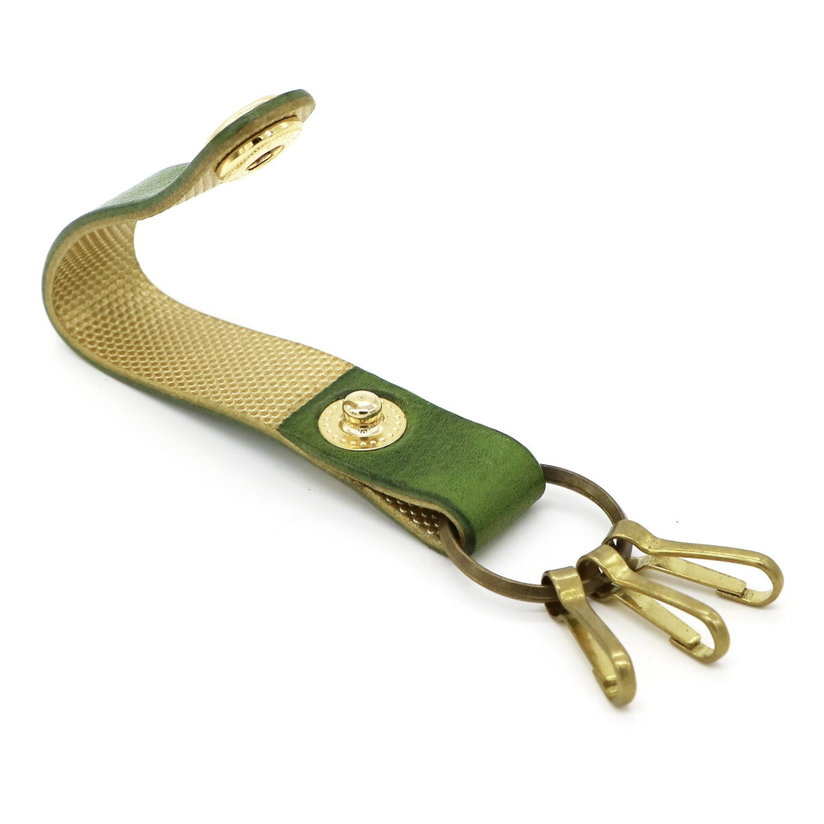 【数量限定・即納】[Jinastory] Key Holder グリーン　本革/キーホルダー 3