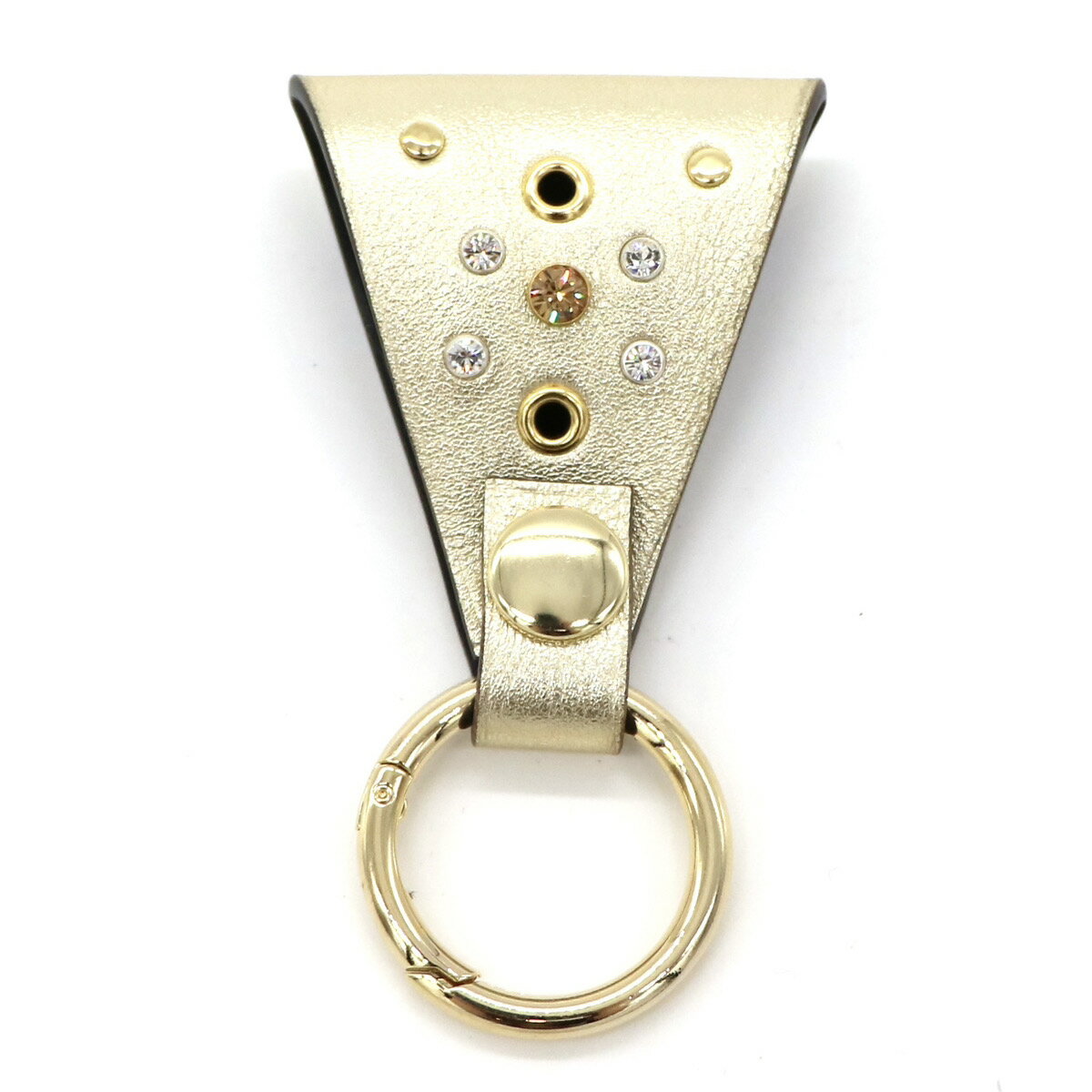 乐天商城 - 【数量限定・即納】[Jinastory] Key Holder ゴールド　本革/キーホルダー/スワロフスキー