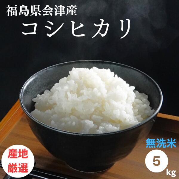 無洗米 5kg 送料無料 福島県会津産コシヒカリ 5kg(5kg×1袋) 令和5年産 【あす楽対応】【産地厳選　会津産のお米のみ使用】【お試しサイズ】 米 お米 精米 米 5kg お米 5kg 銘柄米【沖縄・離島 別途送料+1100円】