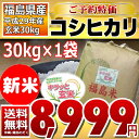 【新米予約】【平成29年】福島県産コシヒカリ キラッと玄米30kg 【送料無料】【9/20までの限定特価】