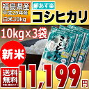 (新米)コシヒカリ 10kg×3袋 精白米 30kg 福島県 29年産 送料無料