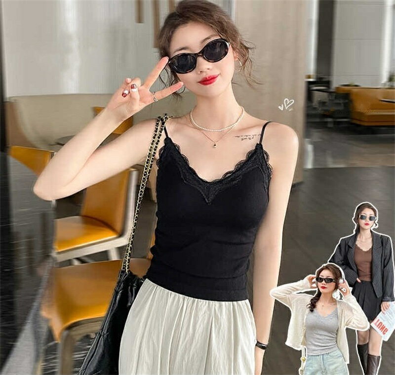 カップ付きキャミソール キャミソール ブラ タンクトップ レディース 春夏 袖なし Vネック シンプル お洒落 かわいい お出かけ 普段使い 女子 ガールズ 婦人用 ソフト 吸汗速乾 通気性 高弾性