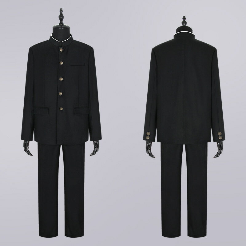 学生服 上下セット 超黒ハイグレード 洗濯機丸洗い 上着 ズボン 形態安定 スリム体 全国標準型 男子 冬 制服 黒 メンズ 詰襟 ラウンド襟 学ラン 送料無料