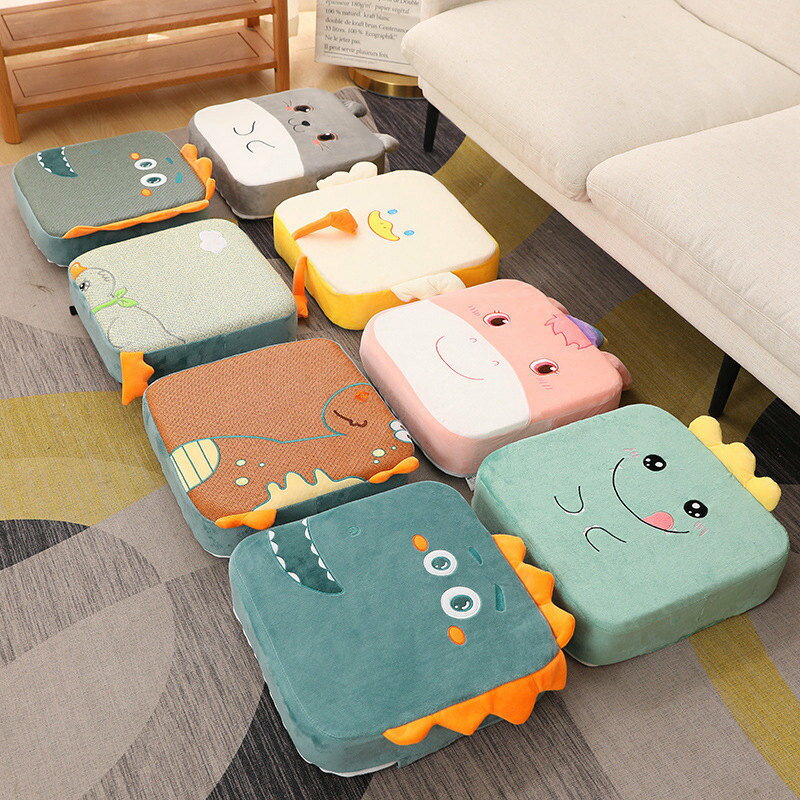子供用チェアクッション ベビー用チェアクッション 食事クッション 40*40cm 厚み5/10cm 低反発 取り付け簡単 ベルト固定 滑り止め 洗える かわいい動物柄 大人学生幼児兼用 ダイニング用