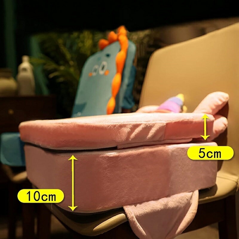 子供用チェアクッション ベビー用チェアクッション 食事クッション 40*40cm 厚み5/10cm 低反発 取り付け簡単 ベルト固定 滑り止め 洗える かわいい動物柄 大人学生幼児兼用 ダイニング用