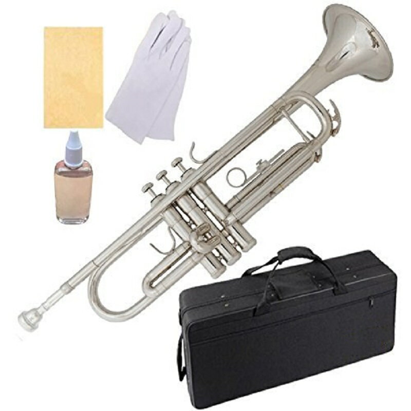トランペット Bb調 Trumpet 初心者 清潔アクセサリー付 (ニッケルメッキ)