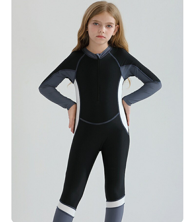 子供用ダイビングスーツ 女の子の日焼け止め水着長袖シャムシャムスイミング速乾性のダイビングスーツ ウェットスーツ
