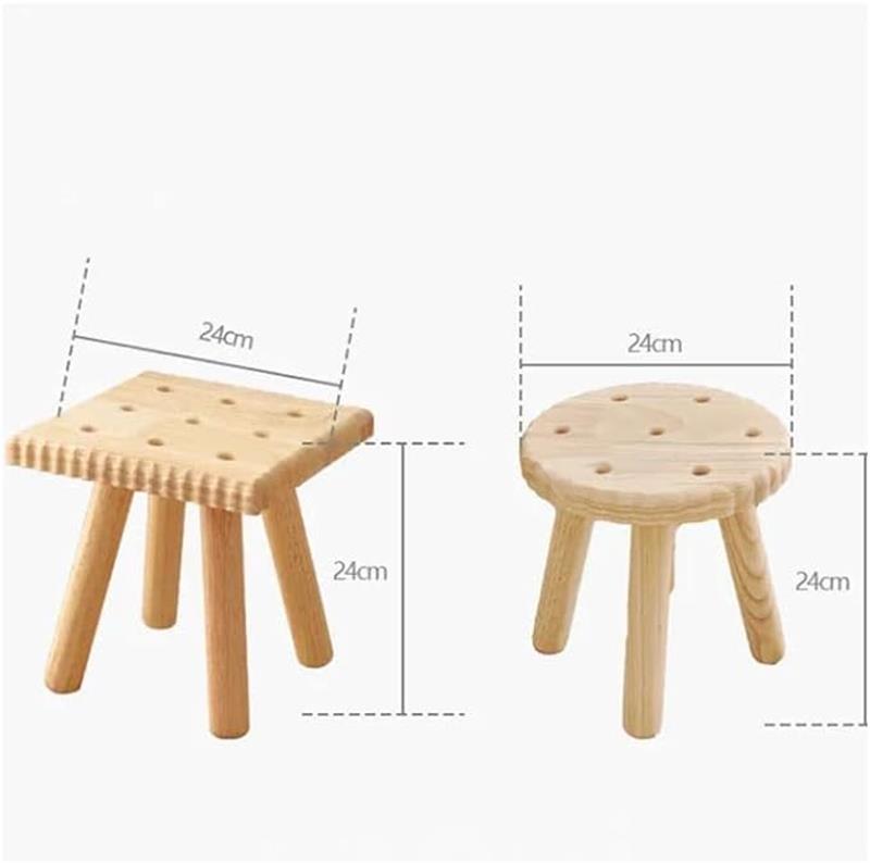 【全2種】キッズ スツール 木製 子供 椅子 可愛い 幼児 ロースツール 北欧 韓国 おしゃれ 丸 円形 四角 小さい ミニ 腰掛け ウッドスツール ウッドチェア かわいい イス ミニスツール 丸椅子 いす 天然木 無垢材 玄関 コンパクト ビスケットデザイン