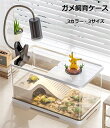 亀の飼育ケース 亀 水槽 大きい カメ用水槽 初心者セット 蓋付き 収納機能 水交換超簡単 餌やりが便利 透明 軽量 両生飼育箱 亀ケージ 脱出防止 亀の楽園 ...