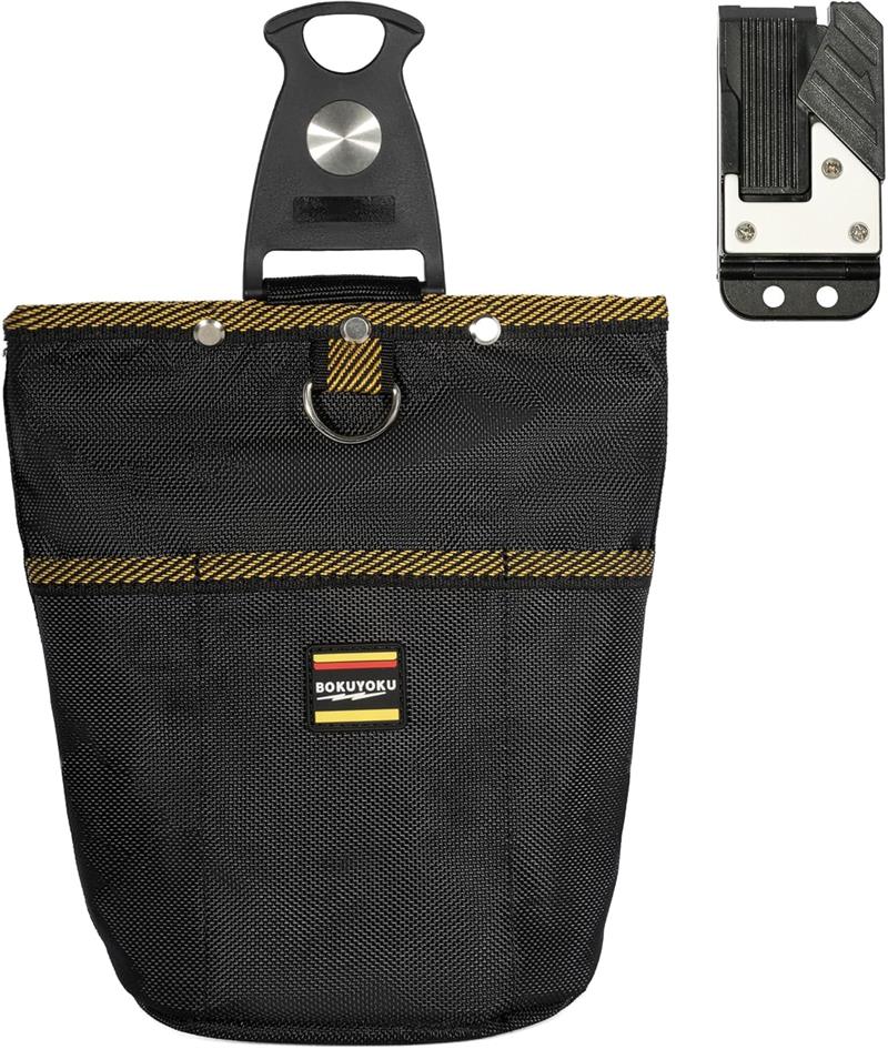 腰袋 釘袋 2段 バネ式開閉 着脱式工具ホルダー付き 着脱楽々 ベルトに装着可能 ウエスト工具ポーチ ビ..