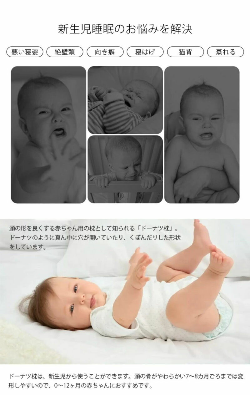 赤ちゃん まくら 枕 ベビー枕 ベビーピロー 新生児 ベビーまくら 向き癖防止 絶壁 ...