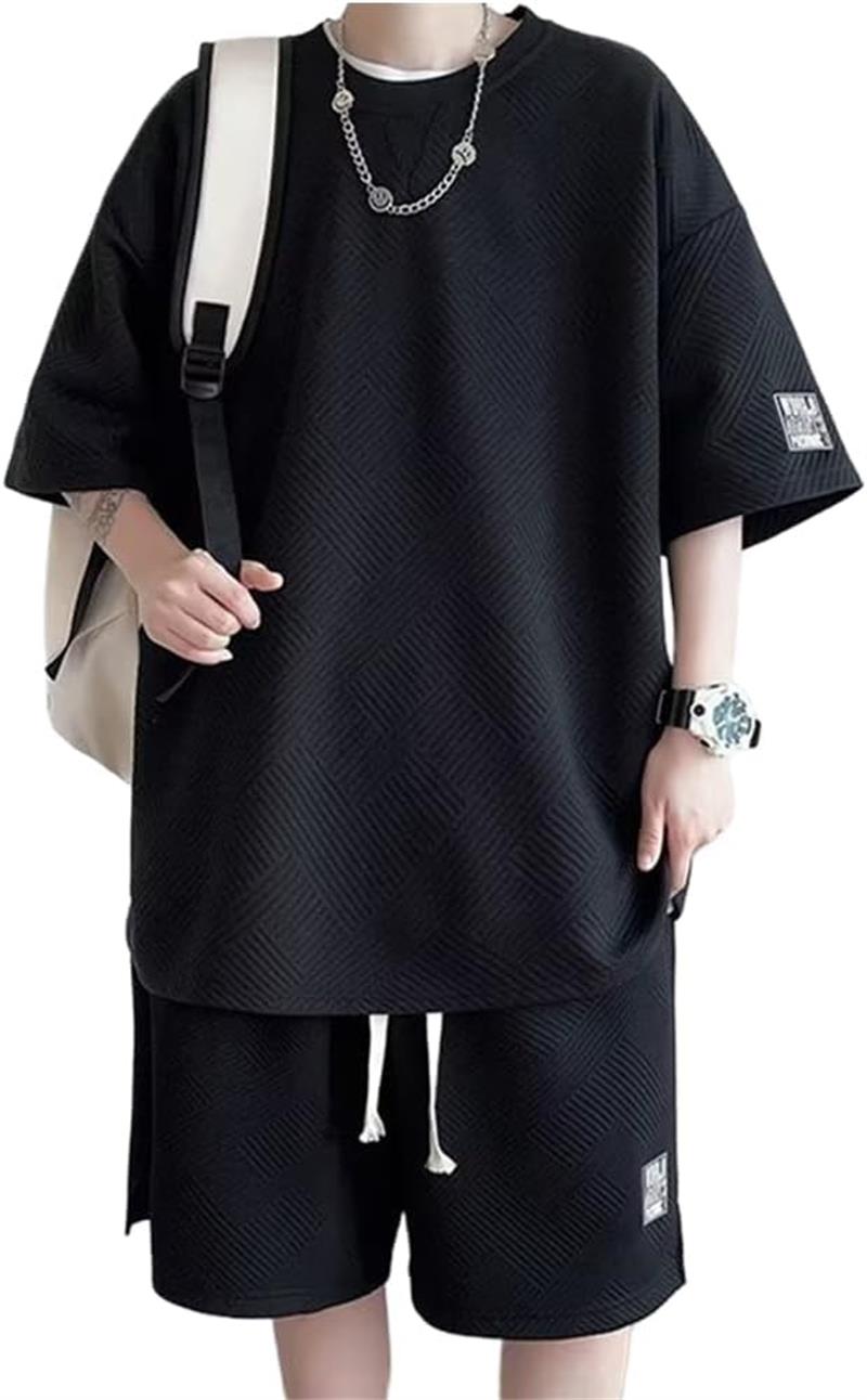 Tシャツメンズ 夏服半袖 上下 セット ゆったり ジャージ メンズ 上下 ハーフパンツ セットアップ メンズ 無地 スウェット メンズ 上下セット 大きいサイズ...