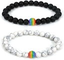 プライドレインボージュエリーハンドメイドLGBTレインボーPride関係ブレスレットLava Rock Tiger Eye StoneのビーズブレスレットLes...