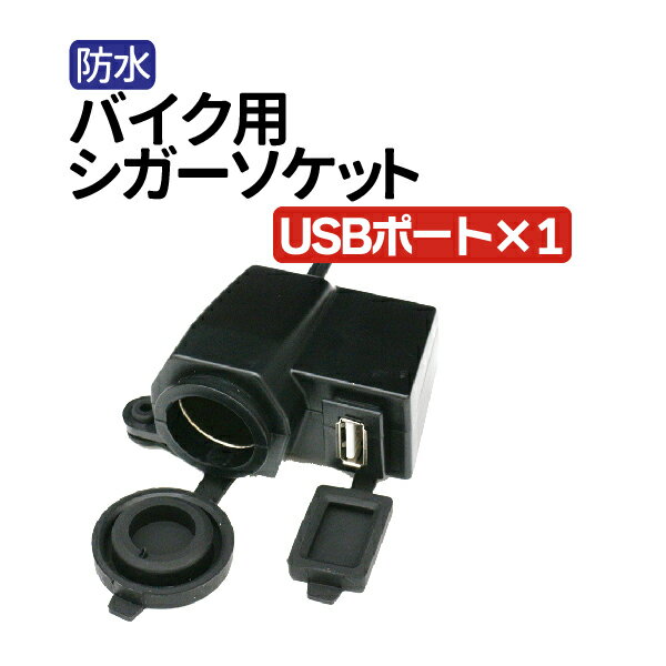 汎用 バイク用 防水シガーソケット USB充電ポート付 12V