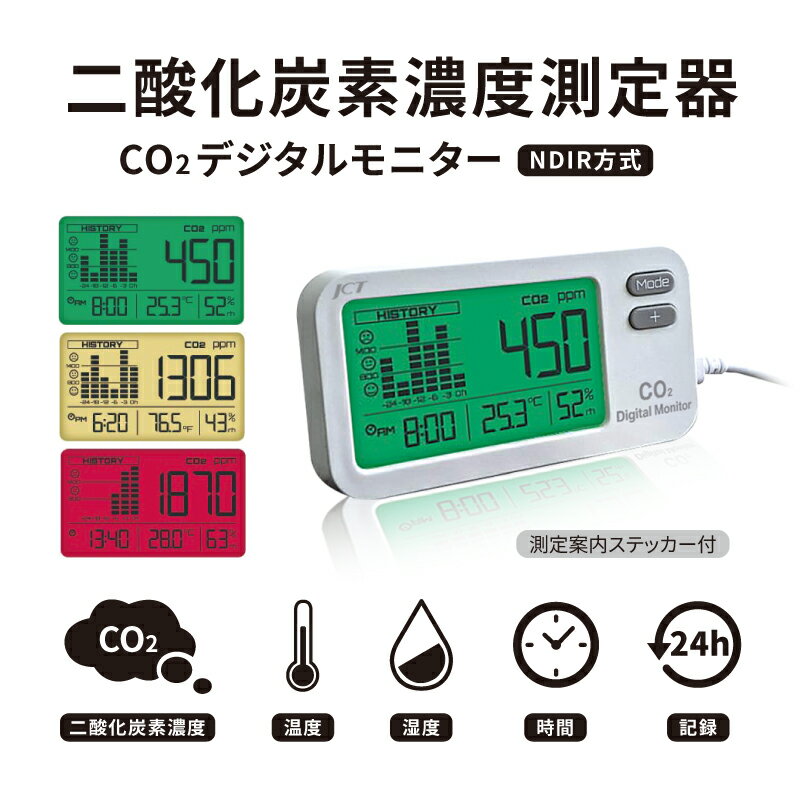 《今だけ！店内全品ポイントアップ》二酸化炭素濃度計 co2モニター co2測定器 CO2マネージャー 二酸化炭素濃度測定器 CO2濃度測定 測定器 アラート 時計 充電式 CO2メーター CO2センサー【航空便対象外商品】