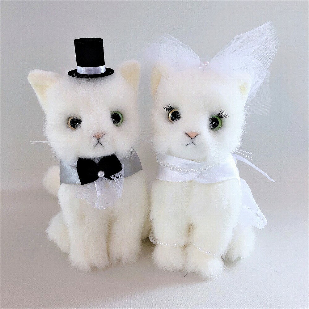 高砂 パーティー イベント用品 ウェディング ウェルカムスペースフォトブース ねこ 白猫 白猫 結婚式 受付ホビー シロ 白猫ぺア 白猫ペア 受付飾り ネコ 日本製リアルシリーズ 猫 オッドアイ ウェルカムドール 結婚式 ぬいぐるみ 受付 J Dコーポレーション