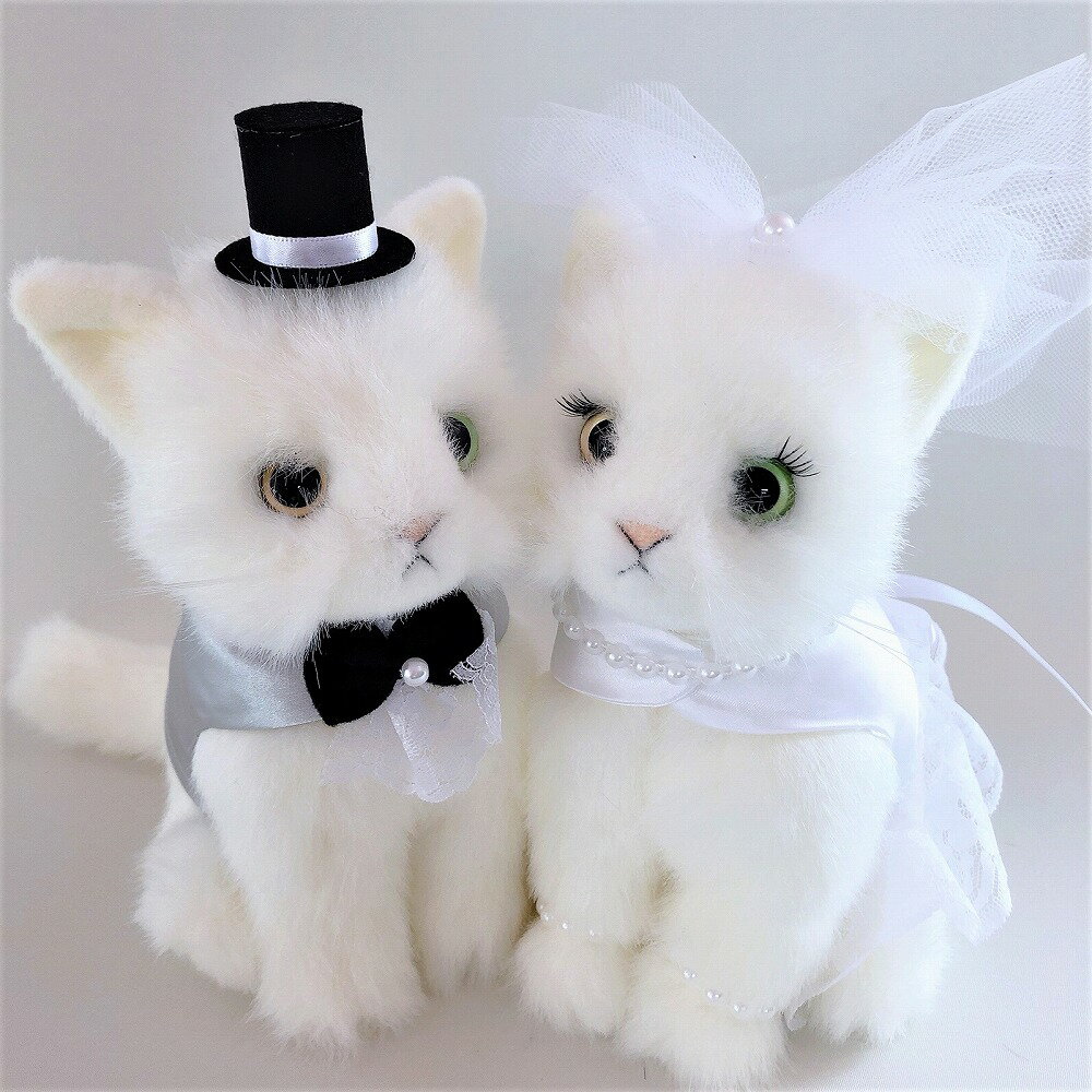 高砂 パーティー イベント用品 ウェディング ウェルカムスペースフォトブース ねこ 白猫 白猫 結婚式 受付ホビー シロ 白猫ぺア 白猫ペア 受付飾り ネコ 日本製リアルシリーズ 猫 オッドアイ ウェルカムドール 結婚式 ぬいぐるみ 受付 J Dコーポレーション