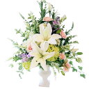 カサブランカ 造花 ピンク ユリ アレンジメント 50cm 花 アーティフィシャルフラワー アレンジ ギフト 誕生日 プレゼント 新築祝い 開店 母の日 お祝い...