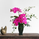 【華シリーズ】造花 胡蝶蘭 ヤシの葉 フラワーアレンジメント インテリア アレンジメントフラワー フラワー アレンジメント ピンク グリーン 花 アーティフィシ...