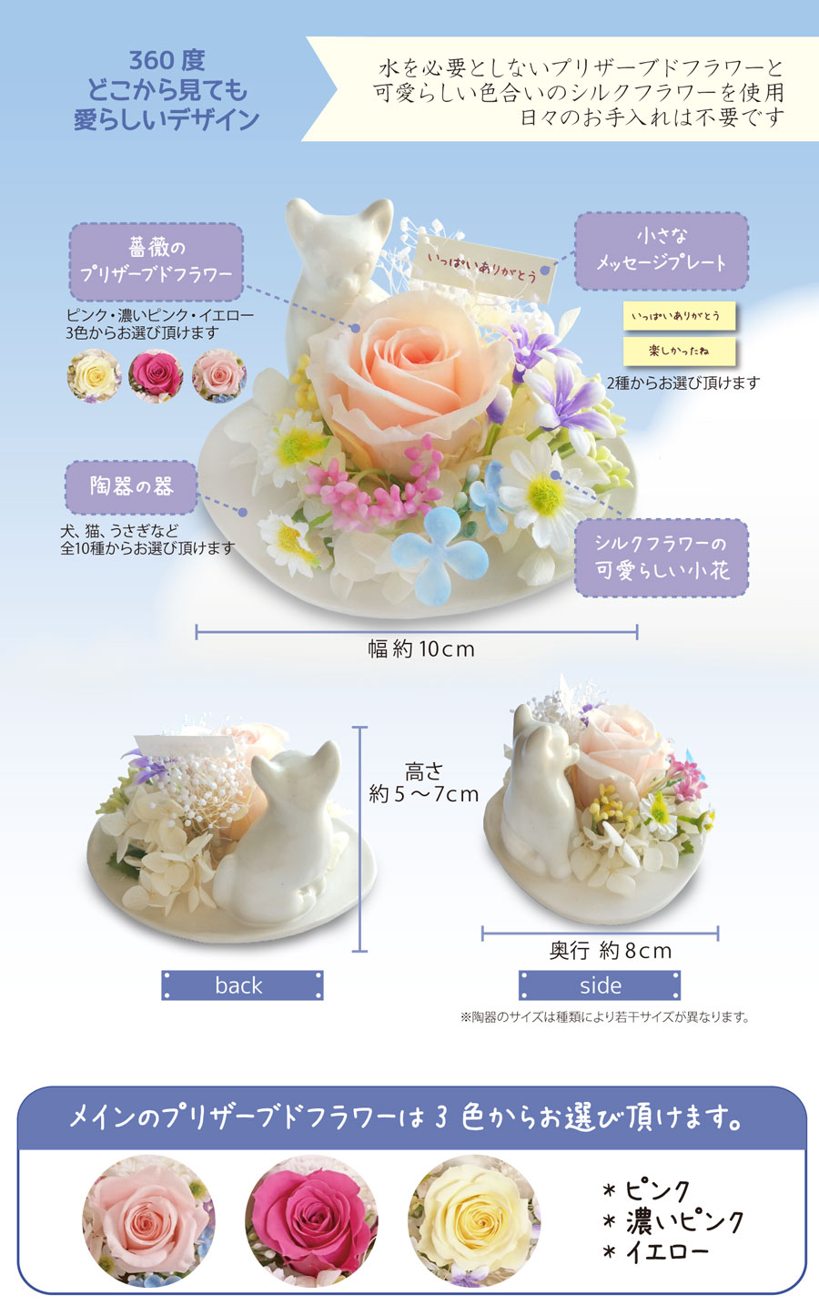 ペットへ送る お供え 花 プリザーブドフラワー お悔やみ 法事 贈り物 ペット わんちゃん 柴犬 国内即発送 ペット供養 メモリアルフラワー お供え花 命日 お悔み 仏壇用