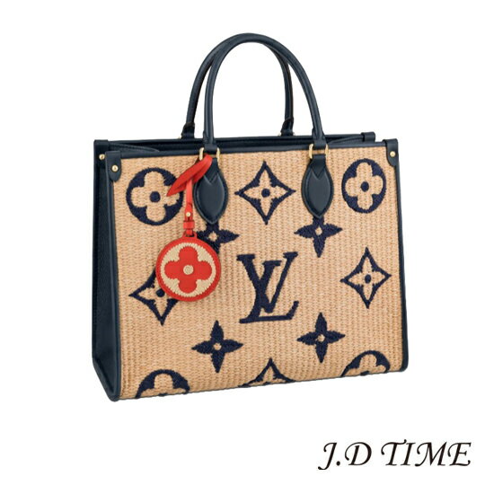 ルイヴィトン オンザゴー バッグ レディース LOUISVUITTON【ルイ・ヴィトン】オンザゴーMMブルー ラフィア/レザーM57723　ショルダーハンドバッグ【新品】