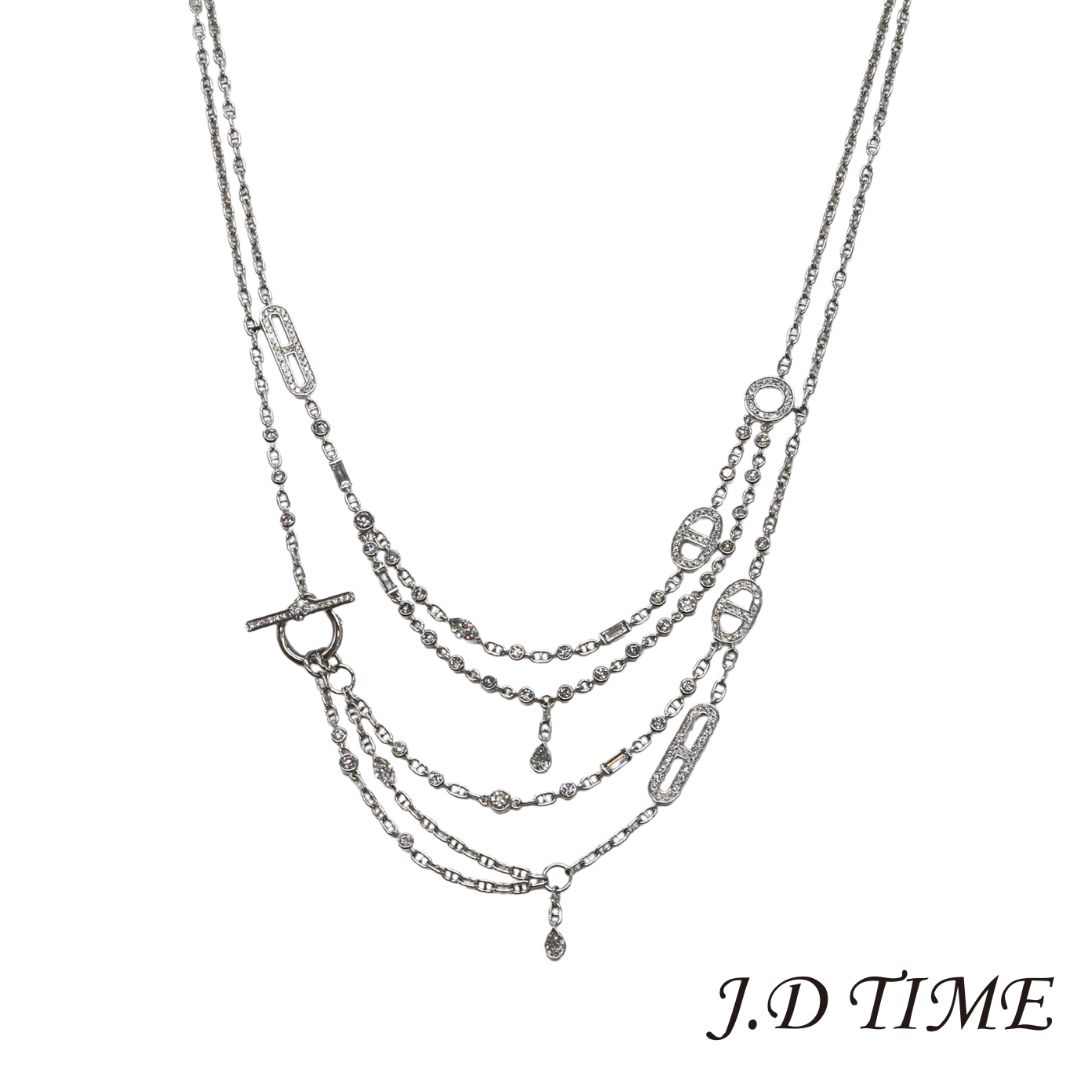 【SALE限定価格】HERMES【エルメス】シェーヌダンクル カオス ファンシーネックレスK18WG レディース【USED】