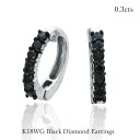 ピアリング ブラックダイヤ イヤリング K18 ホワイトゴールド ブラックダイヤモンド K18WG 18金 0.3カラット クロス おしゃれ レディース メンズ...
