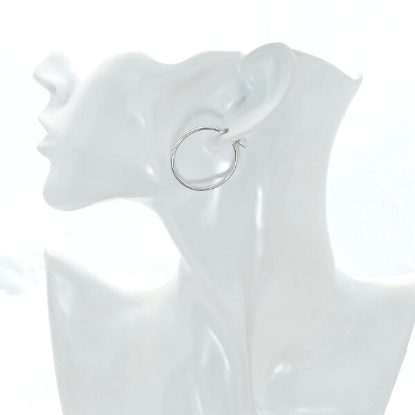 JewelryUedaのフープピアス プラチナ ピアス 30mm PT レディース シンプル 人気 パイプ 地金 プラチナ900 PT900 2mm　大き目｜アングル2