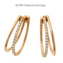 ピアス ダイヤモンド 18金 ピンクゴールド フープ K18 二連 0.20cts フープピアス 中折れ ダイヤ レディース K18PG 母の日