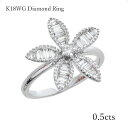 リング K18 ダイヤモンド ホワイトゴールド 花 フラワー 指輪 18金 WG　ハート 0.5cts ジュエリー ギフト プレゼント ダイヤ レディース 母の日