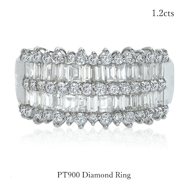 樂天商城 - リング ダイヤモンド 1.2ct PT900 プラチナ 指輪 幅広 バゲットカット テーパード ライン レディース ジュエリー